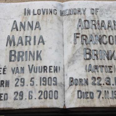 BRINK Adriaan Francois 1899-1955 &amp; Anna Maria VAN VUUREN 1909-2000