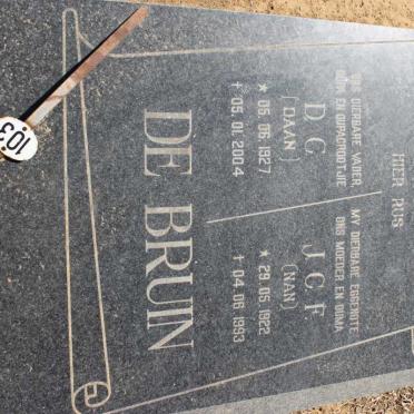 BRUIN D.C., de  1927-2004 &amp; J.C.F. 1922-1993