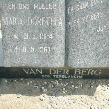 BERG Maria Dorethea, van der geb. TERBLANCHE 1924-1967