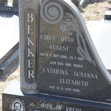 BEKKER Carel Otto August 1927-1983 &amp; Cathrina Susanna Elizabeth 1931-