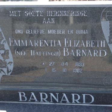 BARNARD Emmarentia Elizabeth nee HATTINGH 1893-1982