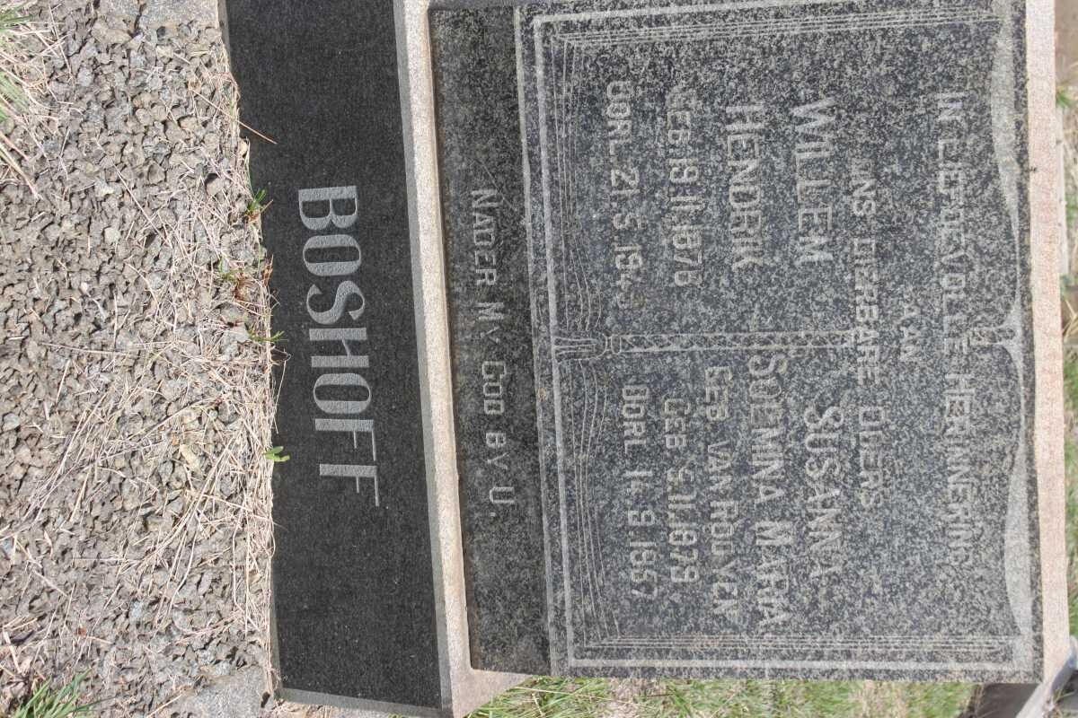 BOSHOFF Willem Hendrik 1876-194? &amp; Susanna Solmina Maria VAN ROOYEN 1879-1957