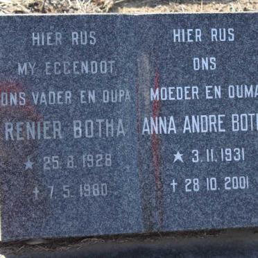 BOTHA Renier 1928-1980 &amp; Anna Andre 1931-2001