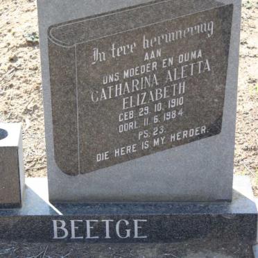 BEETGE Catharina Aletta Elizabeth 1910-1984