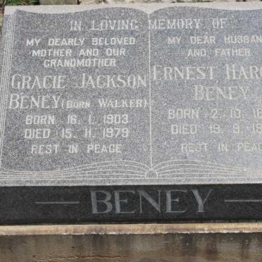 BENEY Ernest Harold 1898-1960 &amp; Gracie Jackson WALKER 1903-1979