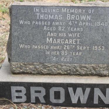 BROWN Thomas -1948 &amp; Margaret -1953