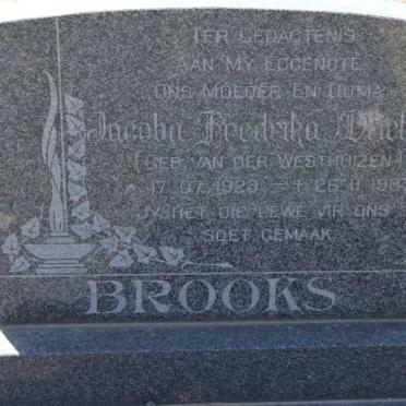 BROOKS Jacoba Fredrika Drieka nee VAN DER WESTHUIZEN 1923-1987