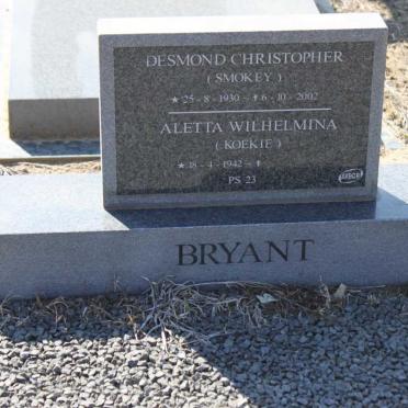 BRYANT Desmond Christopher 1930-2002 &amp; Aletta Wilhelmina 1942-
