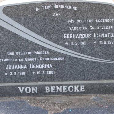 BENECKE Gerhardus Igenatuis, von 1901-1975 &amp; Johanna Hendrina 1918-2001