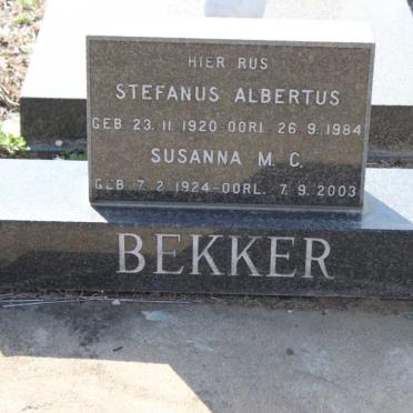 BEKKER Stefanus Albertus 1920-1984 &amp; Susanna M.C. 1924-2003