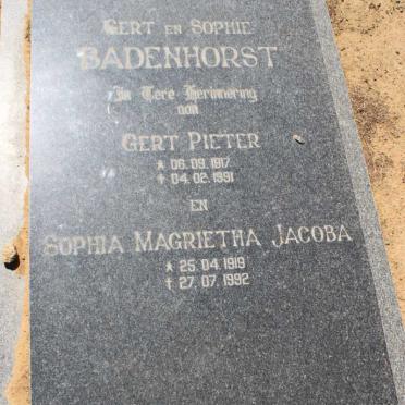 BADENHORST Gert Pieter 1917-1991 &amp; Sophia Magrietha Jacoba 1919-1992