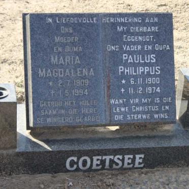 COETSEE Paulus Philippus 1900-1974 &amp; Maria Magdalena 1909-1994