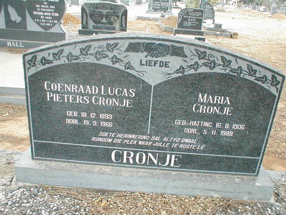 CRONJE Coenraad Lucas Pieters 1893-1966 &amp; Maria HATTING 1906-1988