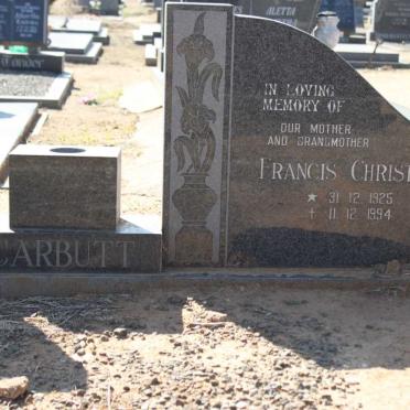 CARBUTT Arthur Leslie 1908-1991 &amp; Francis Christine 1925-1994
