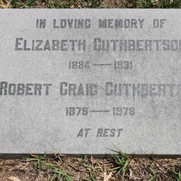 CUTHBERTSON Robert Craig 1879-1978 &amp; Elizabeth 1884-1931
