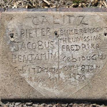 CALITZ Pieter Jacobus Benjamin 18?6-1904 &amp; Emmerenschia Theunissina Fredrika18?9-1930