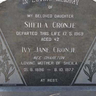 CRONJE Ivy Jane nee CHARLTON 1896-1977 :: CRONJE Sheila -1969