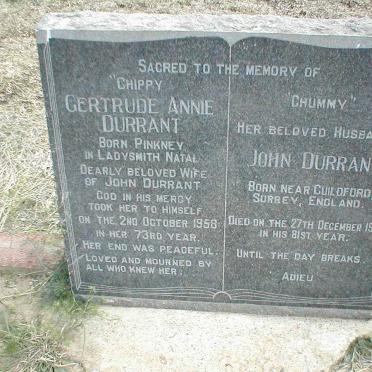 DURRANT John -1962 &amp; Gertrude Annie PINKNEY -1958