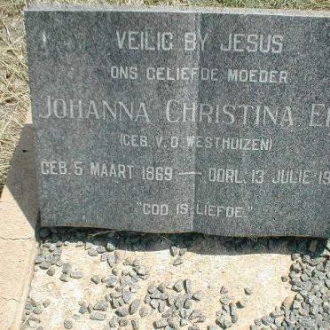 ELS Johanna Christina geb. V.D. WESTHUIZEN 1869-1967
