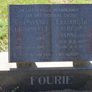 FOURIE Coenraad Christoffel 1893-1960 &amp; Elizabeth Catherina Susanna FICK 1890-1957