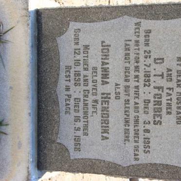 FORBES D.T. 1892-1955 &amp; Johanna Hendrika 1898-1968