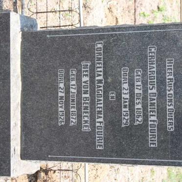 FOURIE Gerhardus Daniel 1862-1929 &amp; Cornelia Magdalena VON BENECKE 1872-1926