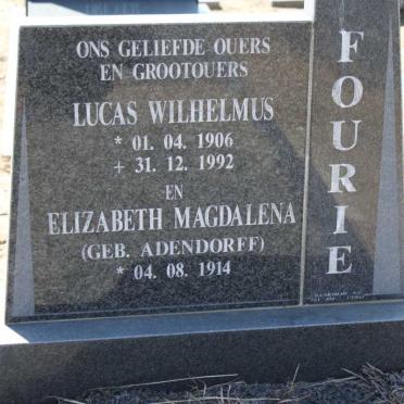 FOURIE Lucas Wilhelmus 1906-1992 &amp; Elizabeth Magdalena ADENDORFF 1914-