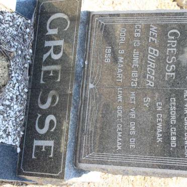 GRESSE Johanna Sophia nee BURGER 1873-1956