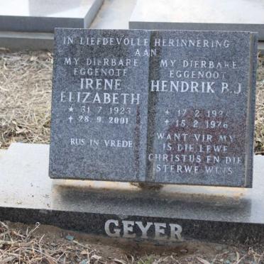 GEYER Hendrik B.J. 192?-1976 &amp; Irene Elizabeth 1923-2001