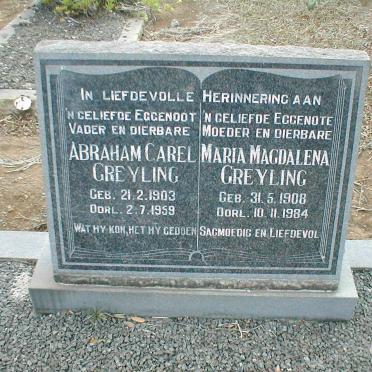 GREYLING Abraham Carel 1903-1959 &amp; Maria Magdalena 1908-1984
