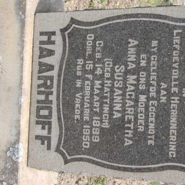 HAARHOFF Anna Magaretha Susanna nee HATTINGH 1899-1950