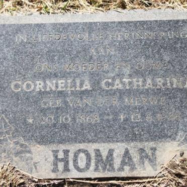 HOMAN Cornelia Catharina nee VAN DER MERWE 1868-1926