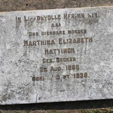 HATTINGH Marthina Elizabeth nee BECKER 1868-1938