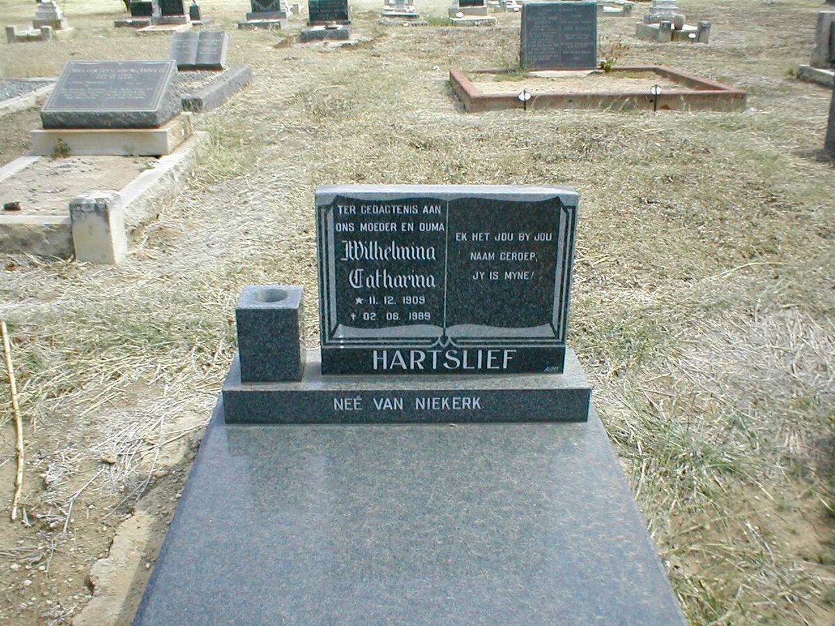 HARTSLIEF Wilhelmina Catharina geb. VAN NIEKERK 1909-1989