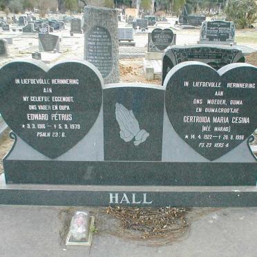 HALL Edward Petrus 1916-1979 &amp; Gertruida Maria Gesina MARAIS 1922-1996