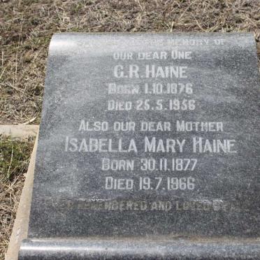 HAINE G.R. 1876-1956  &amp; Isabella Mary 1877-1966