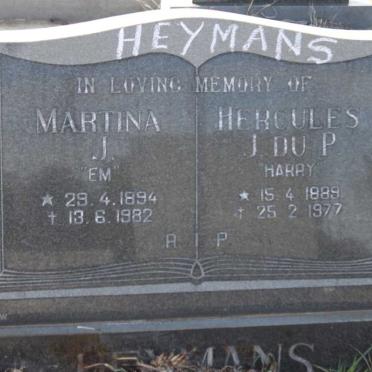 HEYMANS Hercules J. du P. 1889-1977 &amp; Martina J. 1894-1982