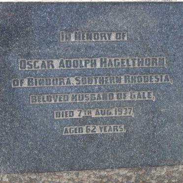 HAGELTHORN Oscar Adolph -1937