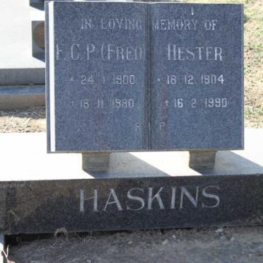HASKINS F.C.P. 1900-1980 &amp; Hester 1904-1990