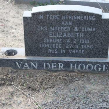 HOOGEN Elizabeth, van der 1918-1986