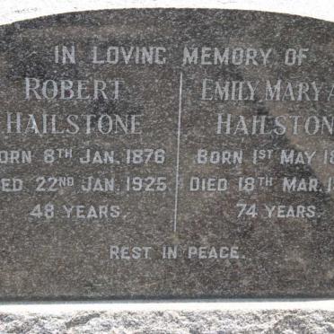 HAILSTONE Robert 1876-1925 &amp; Emily Mary Ann 1885-1962