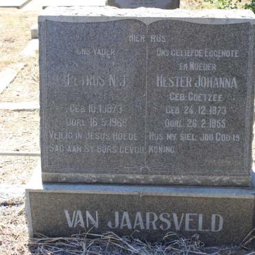 JAARSVELD Petrus N.J., van 1873-1966 &amp; Hester Johanna COETZEE 1873-1955
