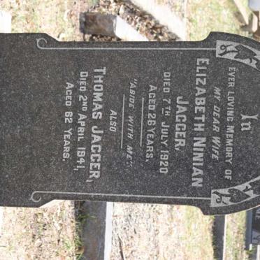JAGGER Thomas -1941 :: JAGGER Elizabeth Ninian -1920