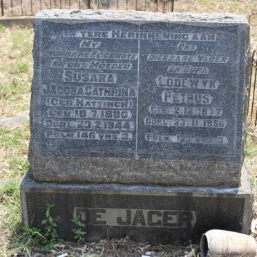 JAGER Lodewyk Petrus, de 1877-1956 &amp; Susara Jacoba Cathrina HATTINGH 1880-1944