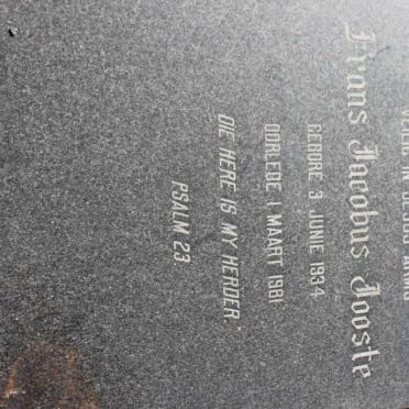 JOOSTE Frans Jacobus 1934-1981