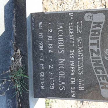 KRITZINGER Jacobus Nicolas 1914-1979