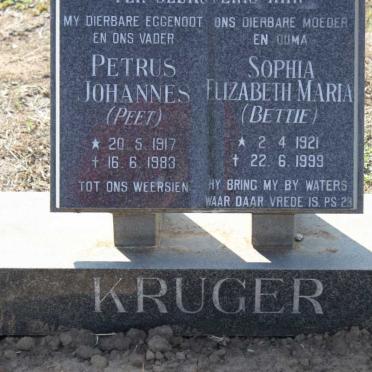 KRUGER Petrus Johannes 1917-1983 &amp; Sophia Elizabeth Maria 1921-1999