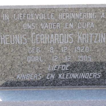 KRITZINGER Theunis Gerhardus 1920-1985