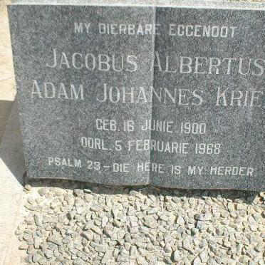 KRIEL Jacobus Albertus Adam Johannes 1900-1968