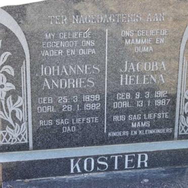 KOSTER Johannes Andries 1898-1982 &amp; Jacoba Helena 1912-1987